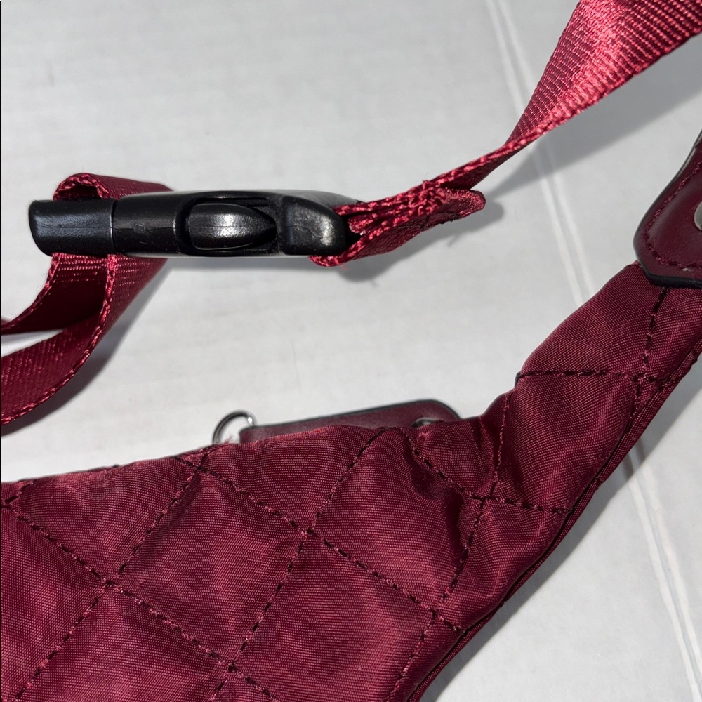 Quilted Burgundy Waist Bag Large Belt Bag - Picture 7 of 10